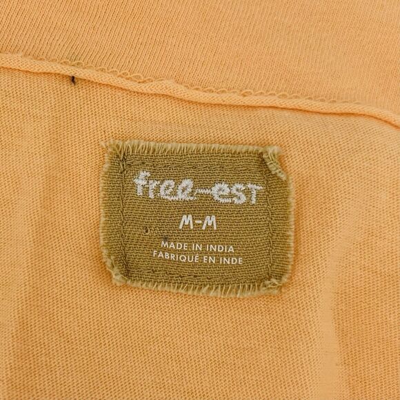 Free People Mini Dress M Apricot Orange Pastel Off Shoulder Smocked Beach Boho - Picture 5 of 10